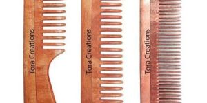 Neem Wood Set of 3 Wide Tooth Wide Tooth Handle & Medium Tooth Comb
