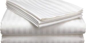 Satin Stripe White Bedsheet for HOTEL