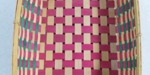 Side Handled Colored Rectangular Bamboo Basket