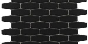 Stretch Hexagon Matt Black Mosaic Tiles