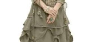 Faux Georgette Semi Stitched Top with Stitched Bottom Flared Dress