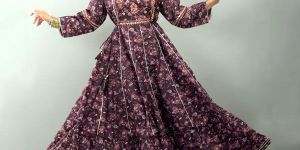Purple Printed Full Length Anarkali Gown