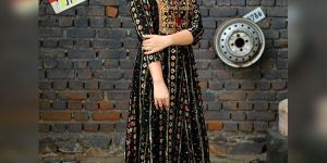 Rayon Booti Print Flair Gown