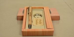 Wooden Pen and Keychain Gift Set