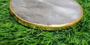 Rose Agate Coasters with Gold Rim