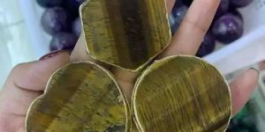 Tiger Eye Agate Coasters with Gold Rim