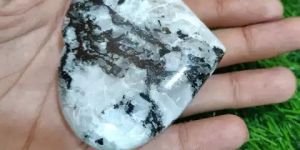 White Rainbow Moonstone Puffy Heart