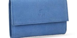 Leather WOMENS TRIFOLD WALLET BLUE