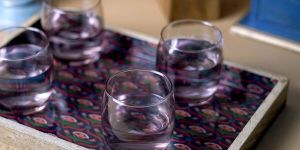 Wooden Printed Mughal Flowers Serving Tray