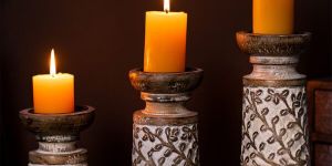 Wooden Takaai Candle Stand Set of 3