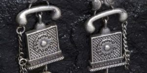 Oxidized Telephone Earrings