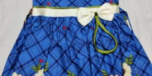 Kids Cotton White Touch Blue Print Frocks