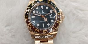 Rolex GMT Master Gold Black Dial Swiss Watch