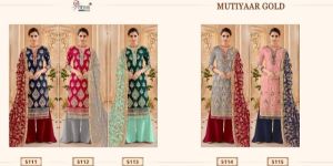 Shree Fabs Mutiyaar Gold Party Wear Georgette Dress Material