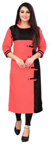 Pink & Black Cotton Kurti
