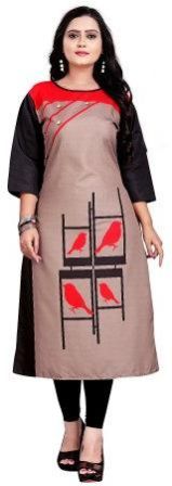 Pink & Black Crepe Kurti