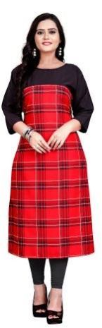 Red & Black Crepe Kurti