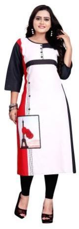 White & Black Crepe Kurti