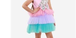 Tricolor Glittery Party Dress