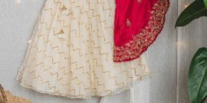 Zardozi Work Girls Top, Inner and Skirt Set