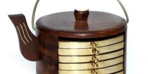 Wooden Kettle Shape Coaster Set