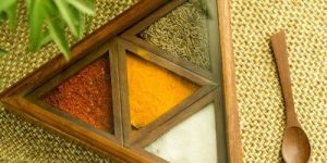 Wooden Triangle Spice Box