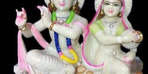 Marble Krishna Rukmini with Sudama Statue