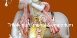 Marble Krishna Statue with Cow