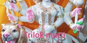 Painted Marble Durga Statue