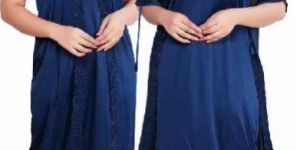 Women Blue Nighty with Robe