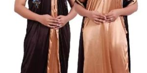 Women Brown Beige Nighty with Robe