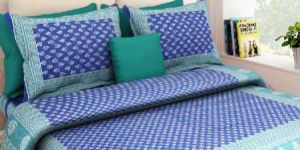 Sanganeri Paisley Print Cotton 2 Pillow Covers Double Bed Sheet