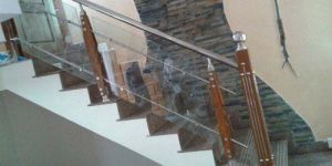 Wooden Glass and Steel Railing