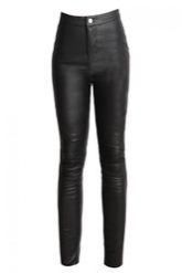 Women Black Leather Jeans