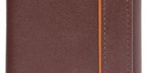 Men Brown Solid Three Fold Wallet