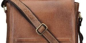 Men Tan Brown Genuine Leather Messenger Bag