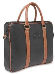 Unisex Black & Brown Colourblocked Laptop Bag