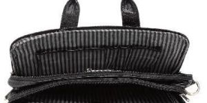 Unisex Black Solid Leather Laptop Bag