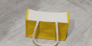YELLOW JUTE BAG WITH ROPE HANDLE