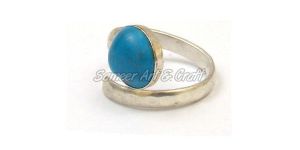 Turquoise Gemstone Ring with Silver Plated
