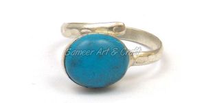 Turquoise Gemstone Ring with Silver Plated