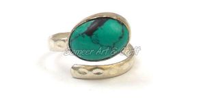 Turquoise Gemstone Ring with Silver Plated