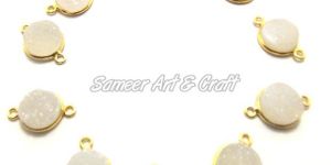 White Druzy Bezel Connector