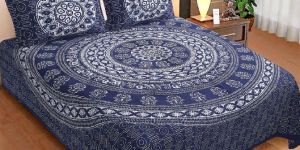 Rajasthani Indian Indigo Bedsheet King Size with 2 Pillow Cover