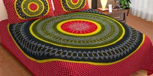 Rajasthani Indian Indigo Cotton Printed Bedsheet King Size with 2 Pillow Cover