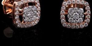 Square Diamond Stud Earrings