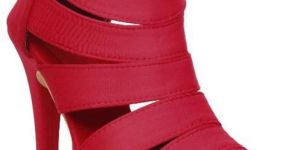 Red Open Toe Strappy High Heeled Sandals