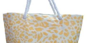 Twisted Rope Handle Printed Design 100 % Cotton Canvas Tote Bag