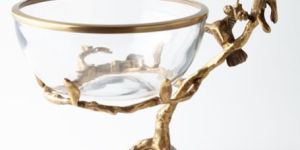 Glass Bowl with Brass Stand