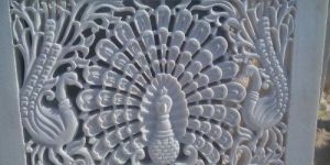 White Stone Handcrafted Carving Grill Jali